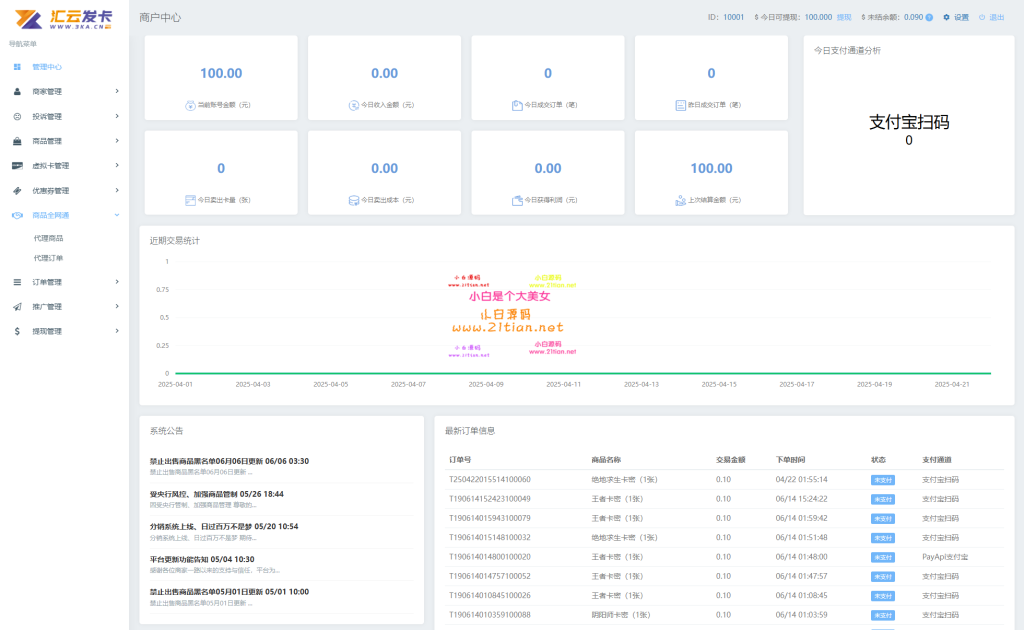 最新商业完整版企业自动发卡系统源码 代理分销 全新UI 多模板-源码天堂