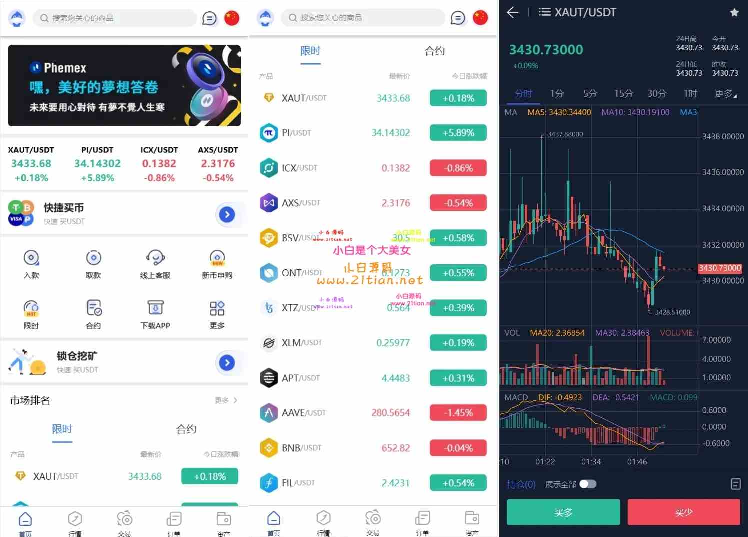 图片[4]-Phemex多语言交易所源码】｜期权/合约/新币申购/锁仓挖矿/平台币发行/K线控盘｜UniApp前端+PHP后端-源码天堂