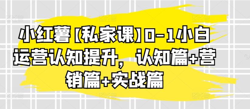 小红薯【私家课】0-1小白运营认知提升，认知篇+营销篇+实战篇-源码天堂