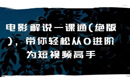 电影解说一课通(绝版)，带你轻松从0进阶为短视频高手-源码天堂