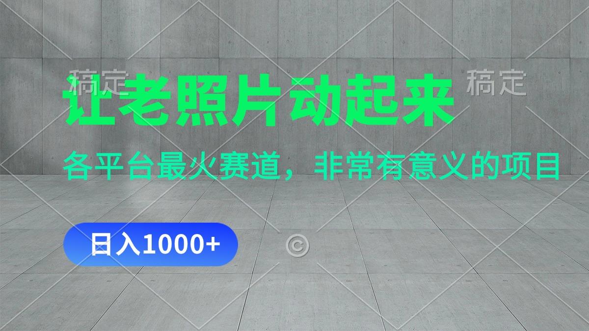 让老照片动起来，一天变现1000+，各平台最火赛道，看完就会-源码天堂