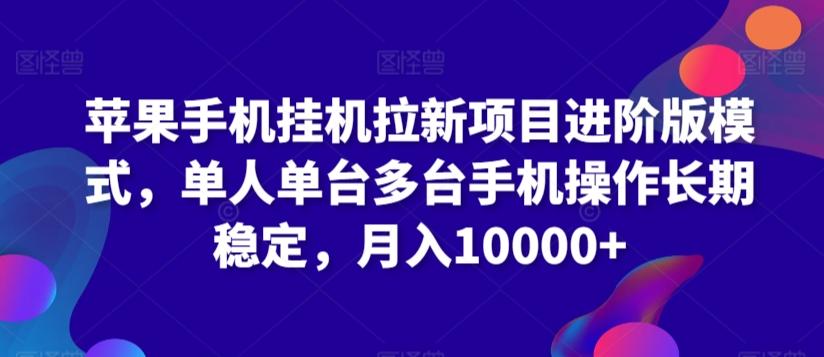 苹果手机挂机拉新项目进阶版模式，单人单台多台手机操作长期稳定，月入10000+【揭秘】-源码天堂