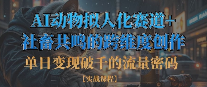 单日变现破千的流量密码，AI动物拟人化赛道+社畜共鸣的跨维度创作-源码天堂