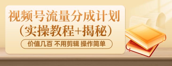 价值几百上千不用剪辑简单操作视频号流量分成计划（实操教程+揭秘）-源码天堂