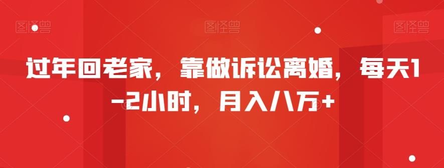 过年回老家，靠做诉讼离婚，每天1-2小时，月入八万+-源码天堂