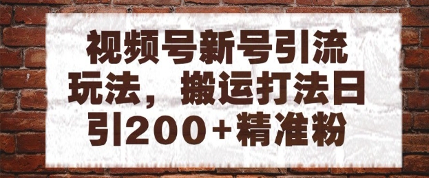 视频号新号引流玩法，搬运打法日引200+精准粉，可矩阵放大【揭秘】-源码天堂