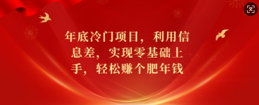 年底冷门项目，利用信息差，实现零基础上手，轻松赚个肥年钱【揭秘】-源码天堂