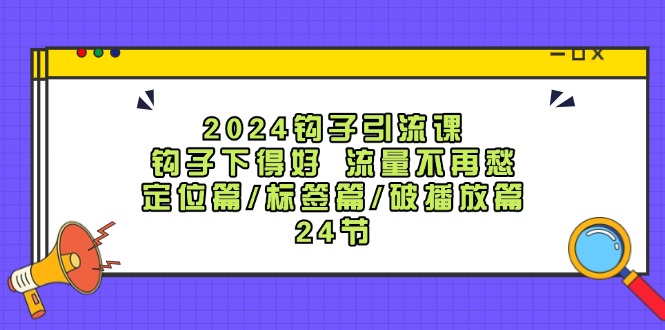2024钩子引流课：钩子下得好流量不再愁，定位篇/标签篇/破播放篇/24节-源码天堂
