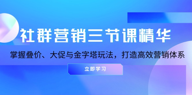 社群营销三节课精华：掌握叠价、大促与金字塔玩法，打造高效营销体系-源码天堂