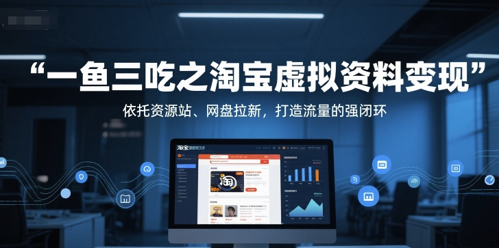 一鱼三吃之淘宝虚拟资料变现，依托资源站、网盘拉新，打造流量的强闭环-源码天堂