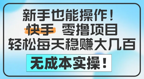 新手也能操作，快手零撸挣米，轻松每天挣2-5张，完全无成本-源码天堂