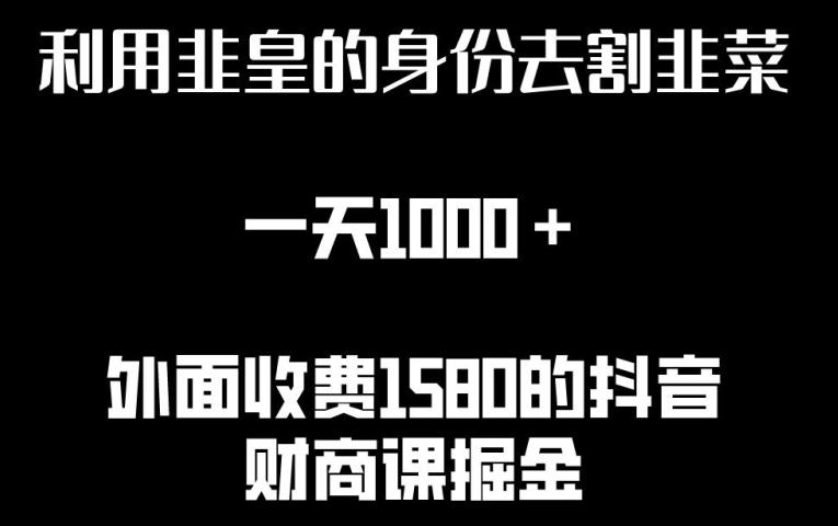 利用非皇的身份去割韭菜，一天1000+(附详细资源)【揭秘】-源码天堂