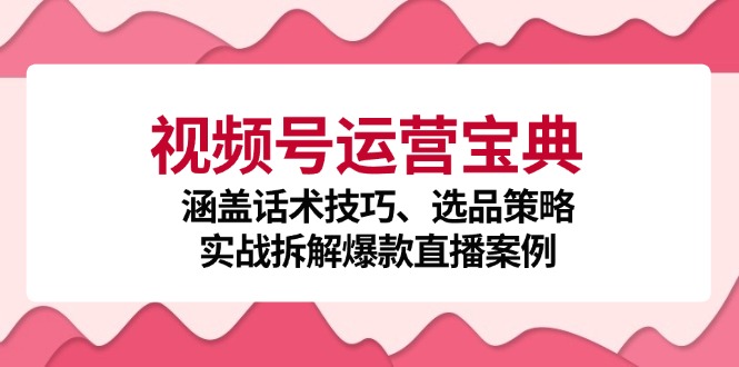 视频号运营宝典：涵盖话术技巧、选品策略、实战拆解爆款直播案例-源码天堂