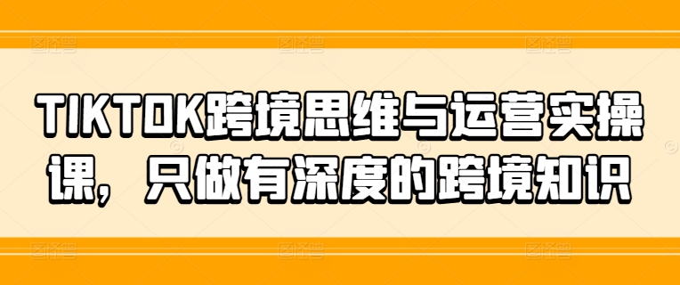 TIKTOK跨境思维与运营实操课，只做有深度的跨境知识-源码天堂