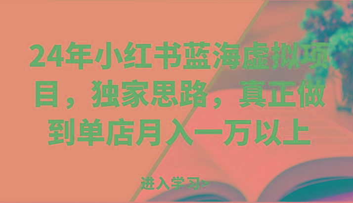 24年小红书蓝海虚拟项目，独家思路，真正做到单店月入一万以上。-源码天堂