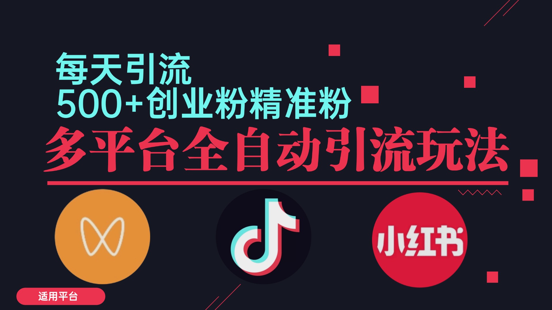 小红书抖音视频号截流自热全平台引流打法，全自动引流【日引2000+精准…-源码天堂