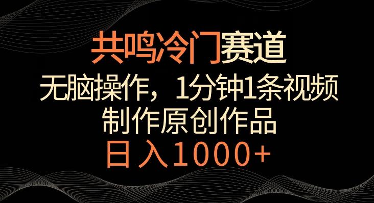 共鸣冷门赛道，无脑操作，一分钟一条视频，日入1000+【揭秘】-源码天堂