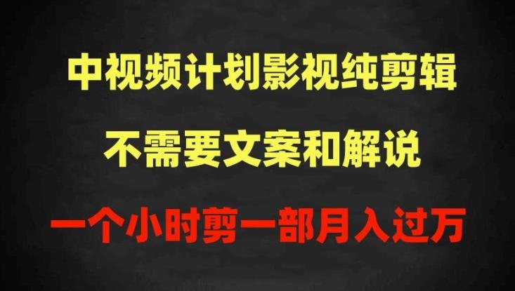 中视频计划影视纯剪辑，不需要文案和解说，一个小时剪一部，100%过原创月入过万【揭秘】-源码天堂