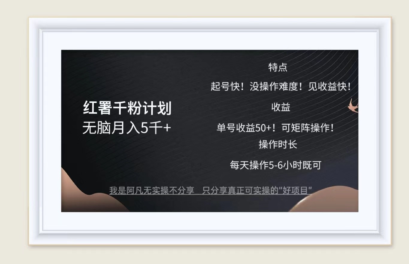 红薯千粉计划无脑月入5千+！既做既赚！-源码天堂