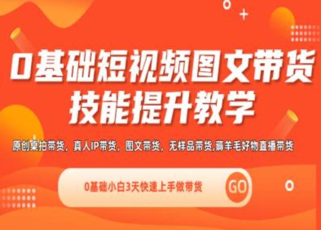 0基础短视频图文带货实操技能提升教学(直播课+视频课),0基础小白3天快速上手做带货-源码天堂