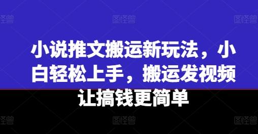 小说推文搬运新玩法，小白轻松上手，搬运发视频让搞钱更简单-源码天堂