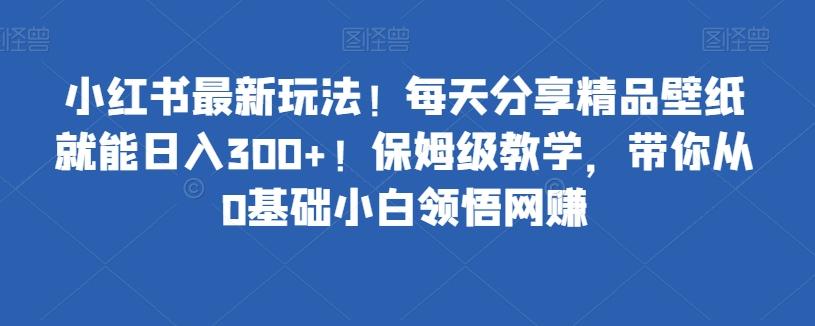 小红书最新玩法！每天分享精品壁纸就能日入300+！保姆级教学，带你从0基础小白领悟网赚-源码天堂