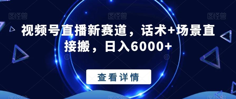 视频号直播新赛道，话术+场景直接搬，日入6000+-源码天堂