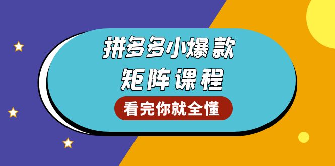拼多多爆款矩阵课程：教你测出店铺爆款，优化销量，提升GMV，打造爆款群-源码天堂