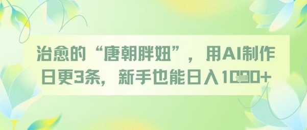 治愈的“唐朝胖妞”，用AI制作日更3条，新手也能日入多张-源码天堂