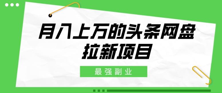 最强副业，月入上万的头条网盘拉新项目，小白新手轻松上手-源码天堂
