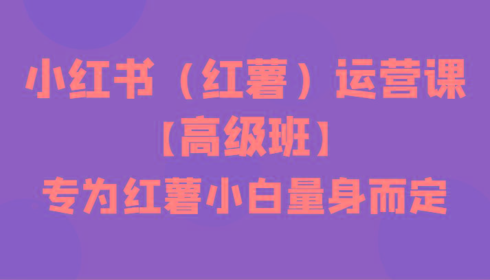 小红书(红薯)运营课【高级班】，专为红薯小白量身而定(42节课)-源码天堂