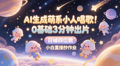 AI生成萌系小人唱歌，0基础3分钟出片，28个作品涨粉8.9W，单条最高19W赞，日入四位数，小白直接抄作业-源码天堂