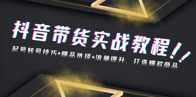 抖音带货实战教程：起号转号技巧+爆品选择+流量提升，打造爆款商品-源码天堂