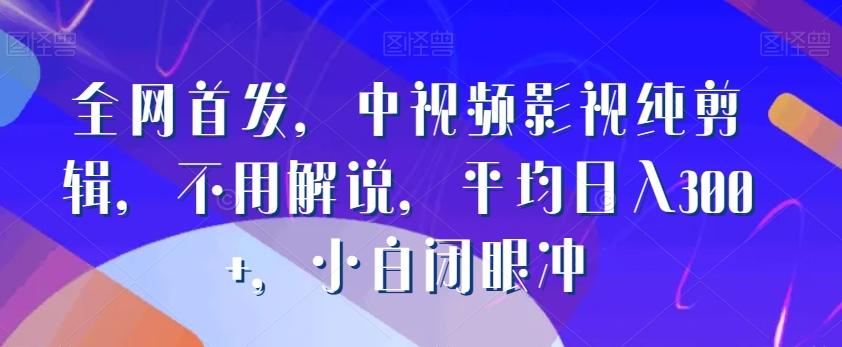 全网首发，中视频影视纯剪辑，不用解说，平均日入300+，小白闭眼冲-源码天堂