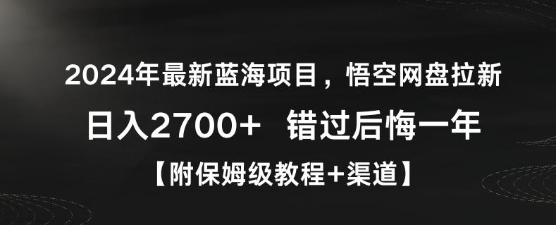 2024年最新蓝海项目，悟空网盘拉新，日入2700+错过后悔一年【附保姆级教程+渠道】【揭秘】-源码天堂