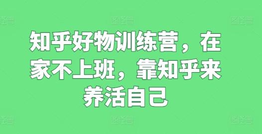 知乎好物训练营，在家不上班，靠知乎来养活自己-源码天堂