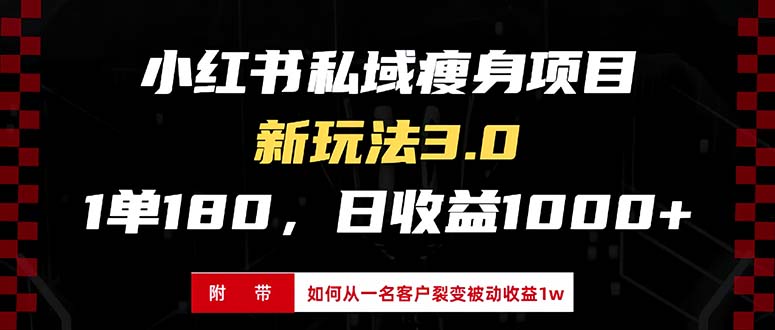 小红书瘦身项目3.0模式，新手小白日赚收益1000+(附从一名客户裂变收益…-源码天堂