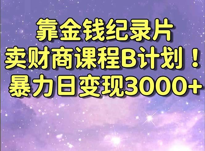 靠金钱纪录片卖财商课程B计划！暴力日变现3000+，喂饭式干货教程！-源码天堂