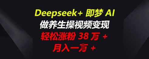 Deepseek+即梦AI，做养生操视频变现，轻松涨粉38W+，月入一W+-源码天堂