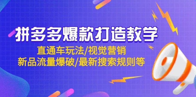 拼多多爆款打造教学：直通车玩法/视觉营销/新品流量爆破/最新搜索规则等-源码天堂