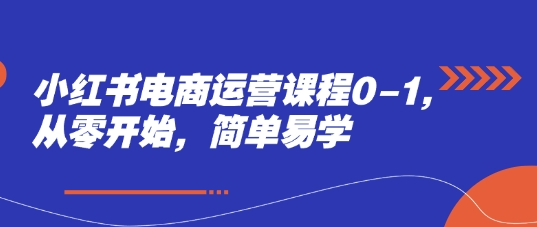 小红书电商运营课程0-1，从零开始，简单易学-源码天堂
