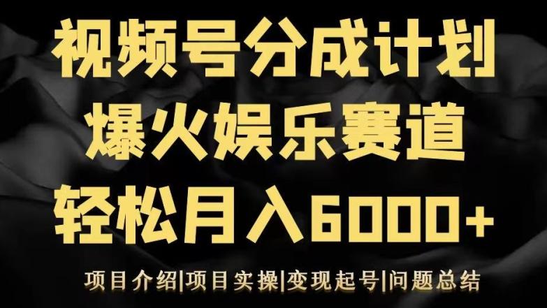 视频号创作分成计划之娱乐赛道轻松日入500+-源码天堂