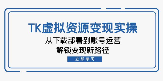 TK虚拟资料变现实操：从下载部署到账号运营，解锁变现新路径-源码天堂