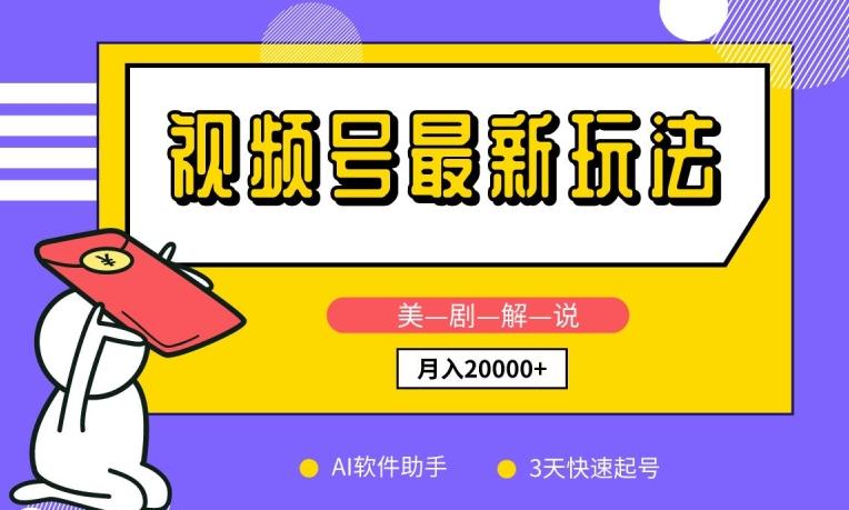 视频号最新玩法，美剧解说，利用AI软件，3天起号，新手小白也能月入2万+【揭秘】-源码天堂