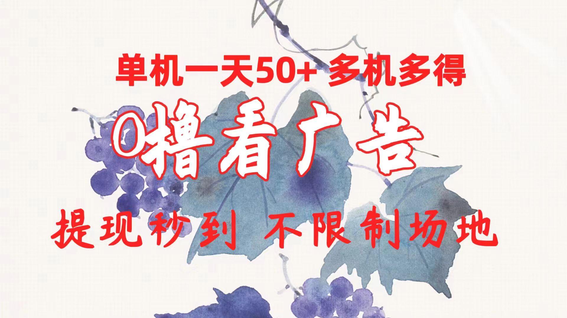 0撸看广告 单机一天50+多机多得 提现秒到 不限制场地操作-源码天堂