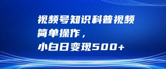 视频号知识科普视频，简单操作，小白日变现500+【揭秘】-源码天堂