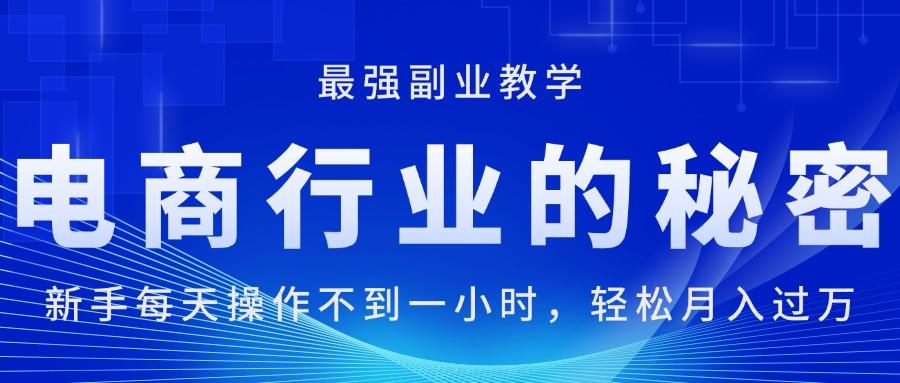 电商行业的秘密，新手每天操作不到一小时，月入过万轻轻松松，最强副业…-源码天堂