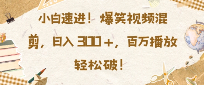 小白速进，爆笑视频混剪，日入3张，百万播放轻松破【揭秘】-源码天堂