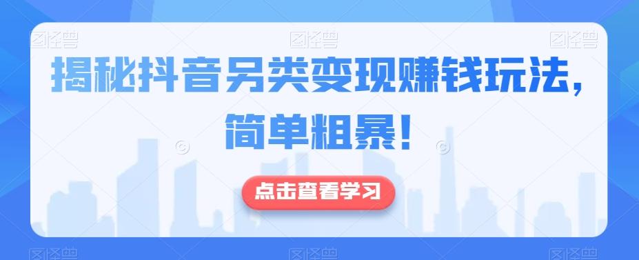 揭秘抖音另类变现赚钱玩法，简单粗暴！-源码天堂