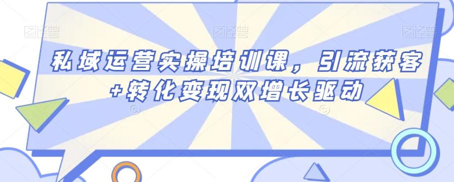 私域运营实操培训课，引流获客+转化变现双增长驱动-源码天堂